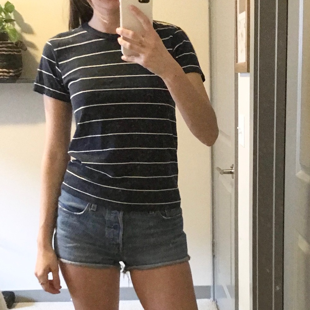 Navy Blue pinstripe T shirt